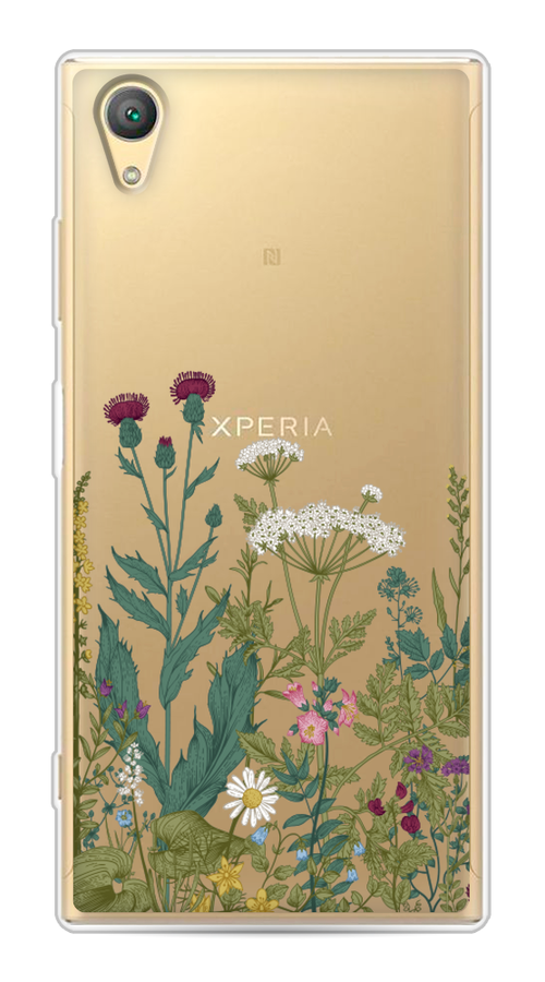 

Чехол на Sony Xperia XA1 plus "Дикие полевые цветы", Зеленый;розовый;белый, 53050-2