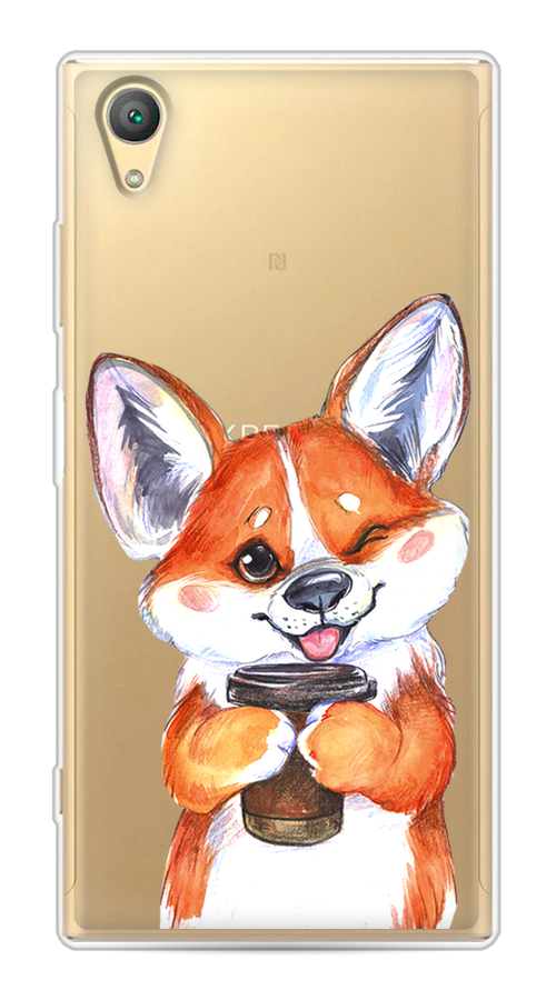 

Чехол на Sony Xperia XA1 plus "Корги с кофе", Оранжевый;белый, 53050-4
