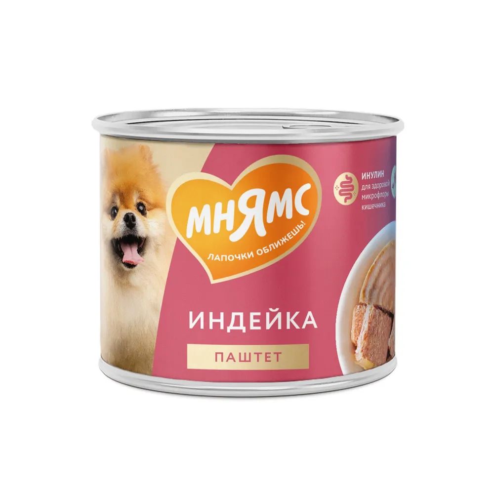 

Влажный корм для собак Мнямс Комфортное пищеварение, паштет с индейкой, 12шт по 200г