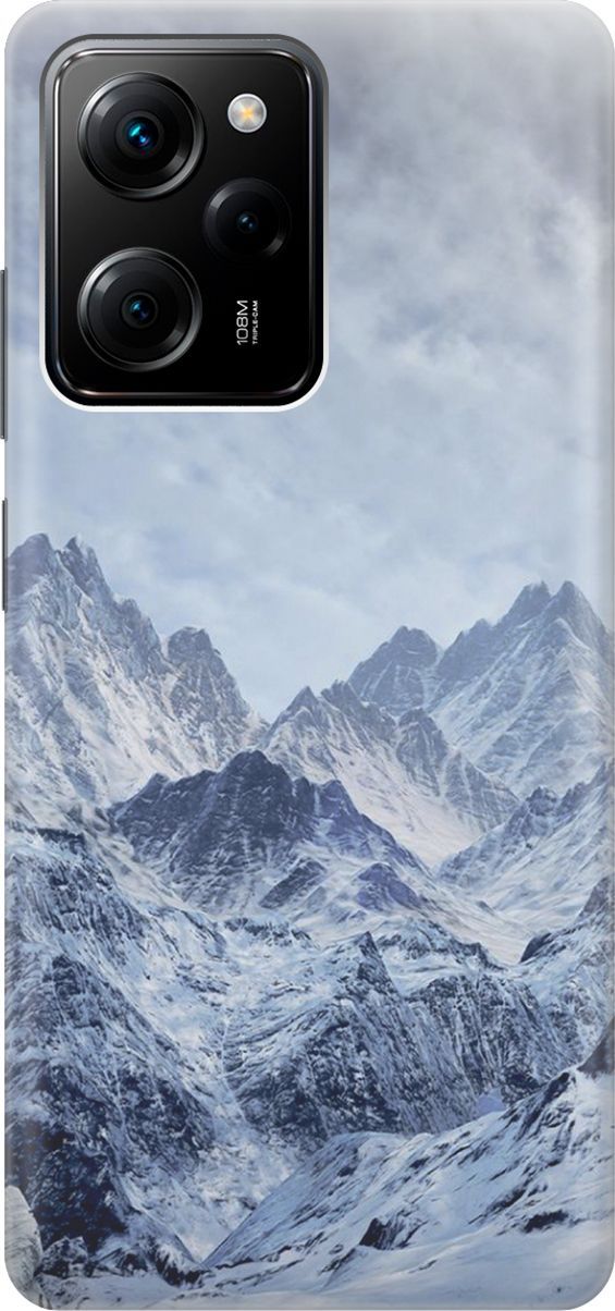 

Силиконовый чехол на Poco X5 Pro 5G с принтом "Снежные горы", Белый;голубой, 158249