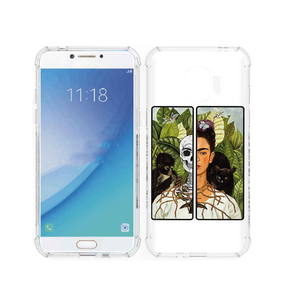 

Чехол MyPads Tocco для Samsung Galaxy J2 Pro (2018) сдвоенная картинка девушка скелет, Прозрачный, Tocco
