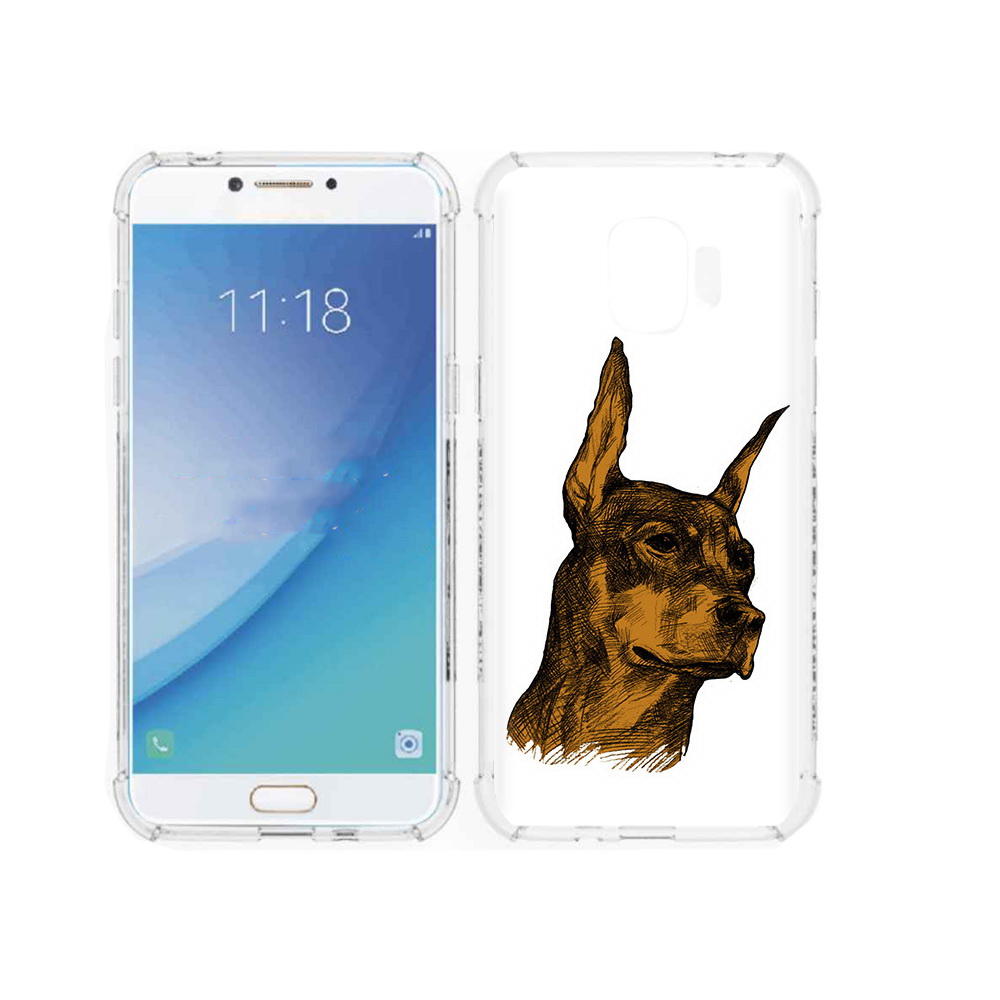 

Чехол MyPads Tocco для Samsung Galaxy J2 Pro (2018) скетч доберман (PT226925.585.605), Прозрачный, Tocco