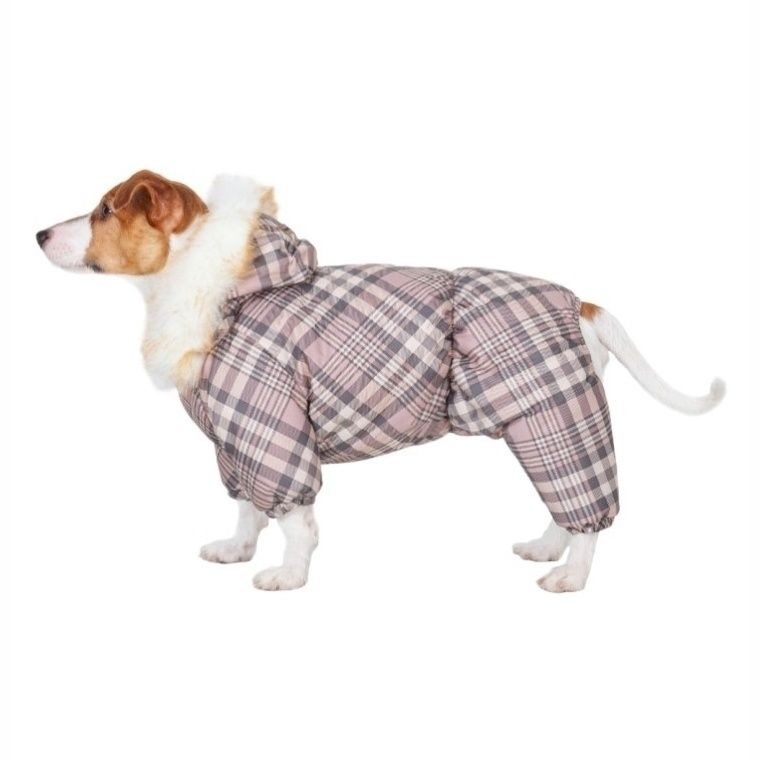 

Комбинезон для собак DogModa Клетка, девочка, размер XXL (37 см), Бежевый