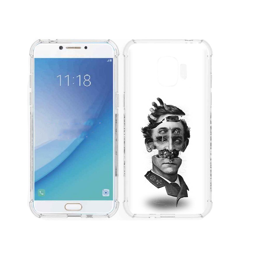 

Чехол MyPads Tocco для Samsung Galaxy J2 Pro (2018) страшное лицо абстракция, Прозрачный, Tocco