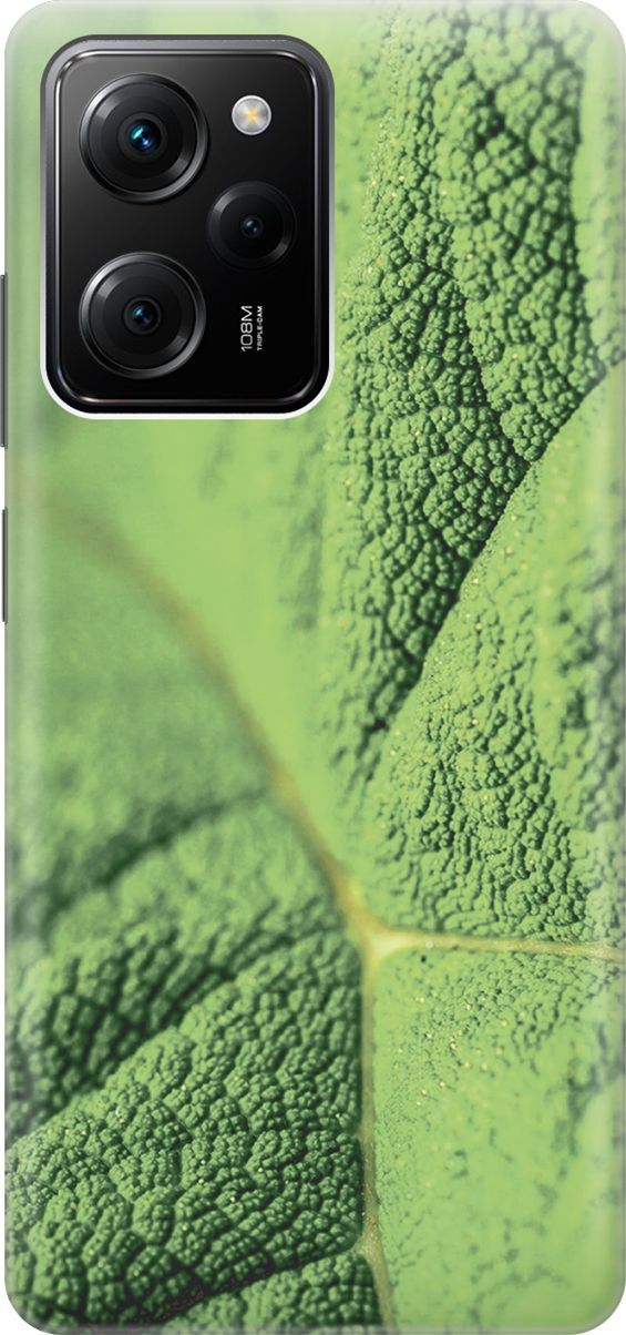 

Силиконовый чехол на Poco X5 Pro 5G с принтом "Лист в макро", Зеленый, 158260