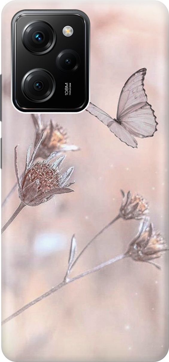 

Силиконовый чехол на Poco X5 Pro 5G с принтом "Бабочка", Белый;розовый, 158258