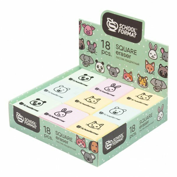 

Ластик Schoolformat Animals термопластичная резина 4 х 4 х 1 см в ассортименте, Разноцветный