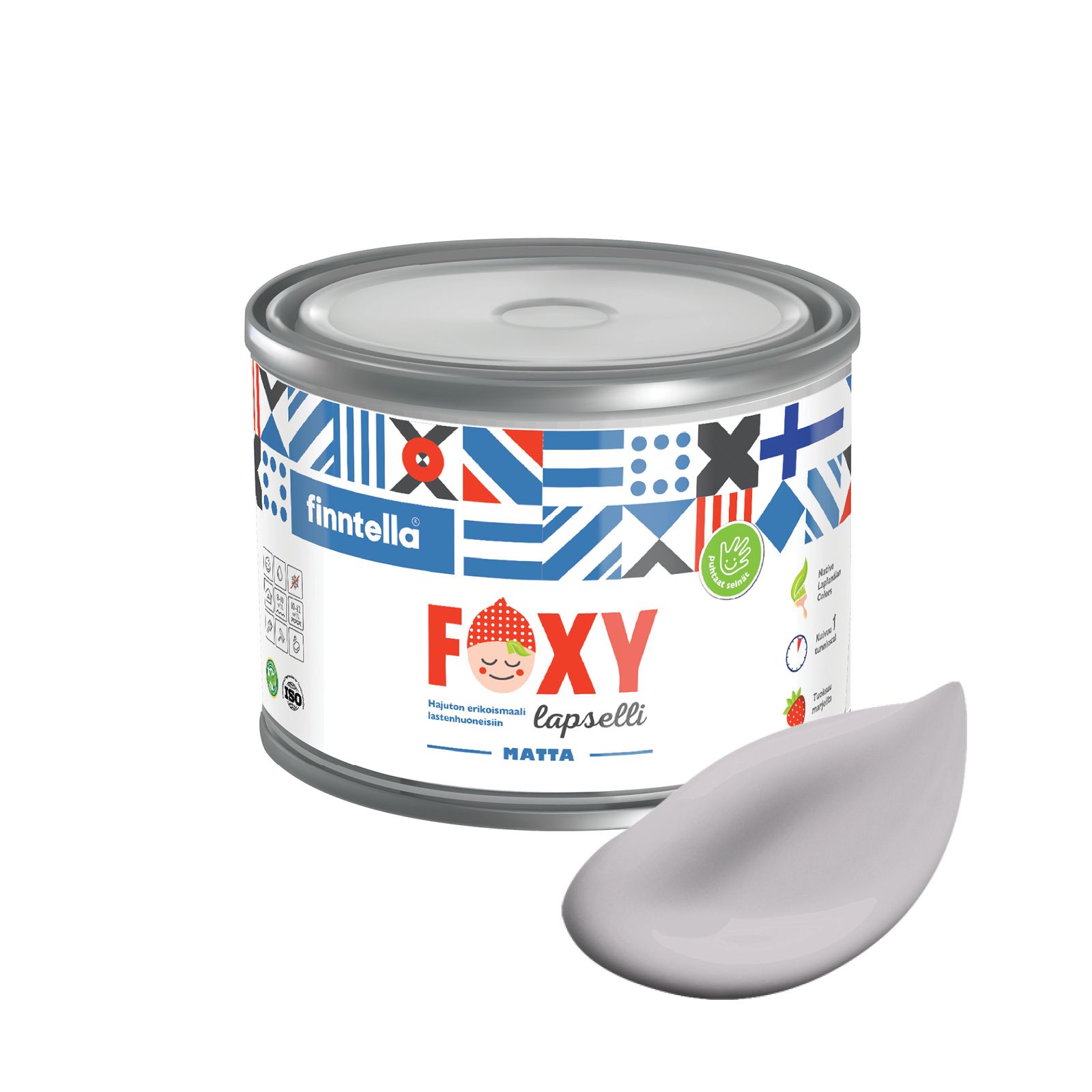 

Краска для детской комнаты FOXY LAPSELLI matte, финская краска, матовая, моющаяся, цвет NU, Серый, для детской комнаты FOXY LAPSELLI matte, финская матовая, моющаяся