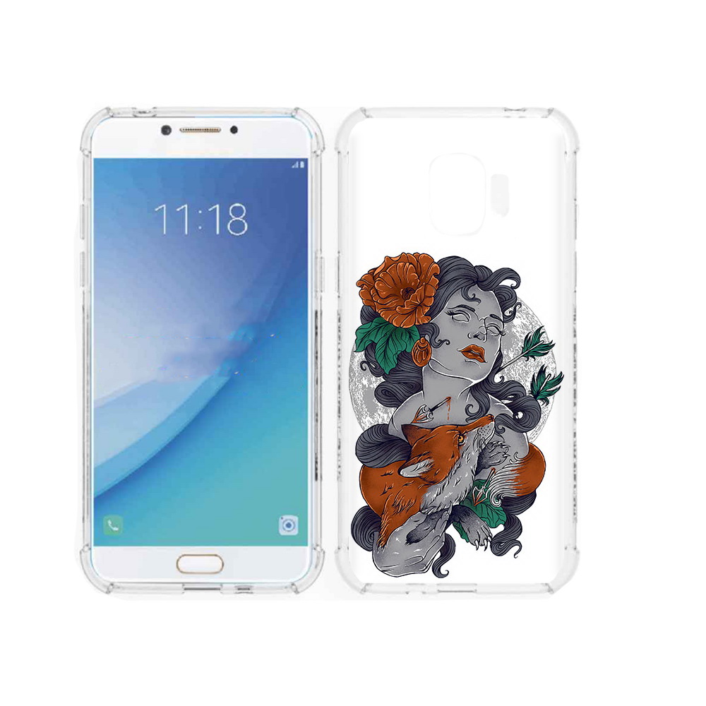 

Чехол MyPads Tocco для Samsung Galaxy J2 Pro (2018) темная девушка с лисой, Прозрачный, Tocco