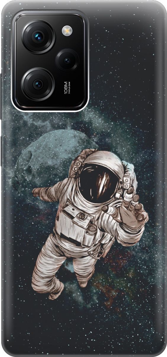 

Силиконовый чехол на Poco X5 Pro 5G с принтом "Космонавт", Белый;черный, 158250