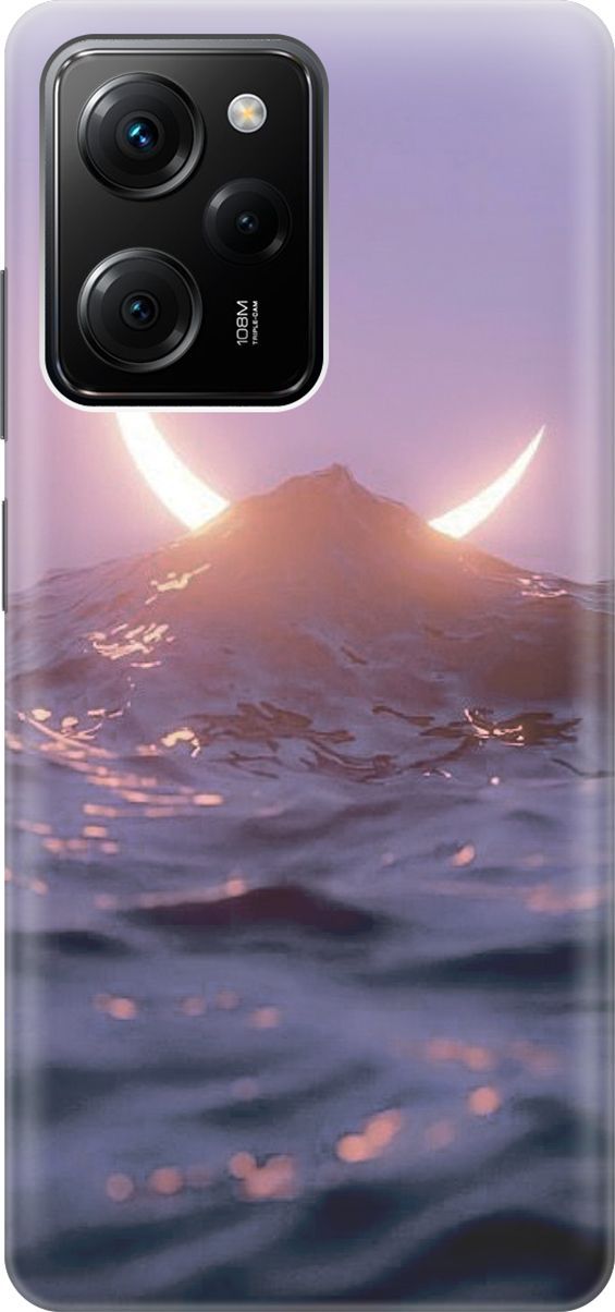 

Силиконовый чехол на Poco X5 Pro 5G с принтом "Месяц и море", Желтый;розовый, 158258