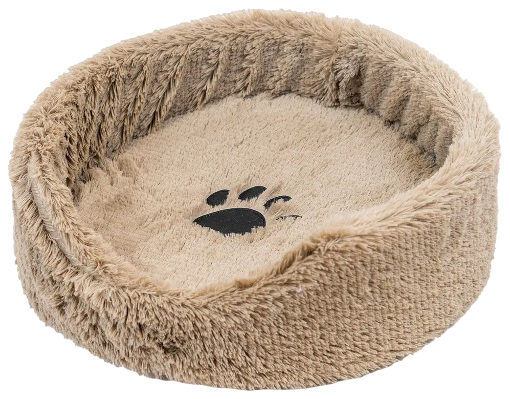 Лежак для животных Zoo-M LISA, круглый, с подушкой, коричневый, 40х40х16 см
