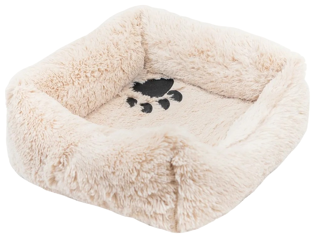 Лежак для животных Zoo-M BELKA, квадратный, пухлый, с подушкой, бежевый, 35х35х13 см
