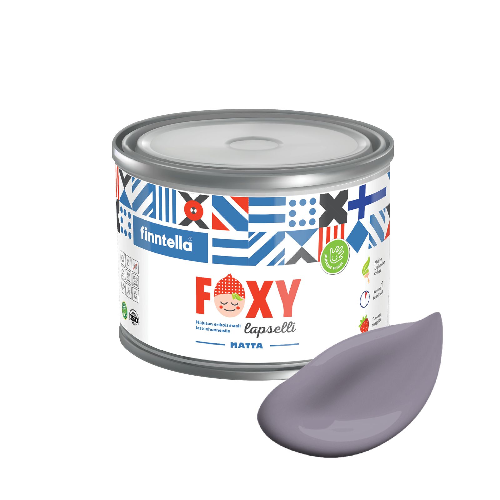 

Краска для детской комнаты FOXY LAPSELLI matte, финская краска, матовая, моющаяся, цвет VI, Фиолетовый, для детской комнаты FOXY LAPSELLI matte, финская матовая, моющаяся