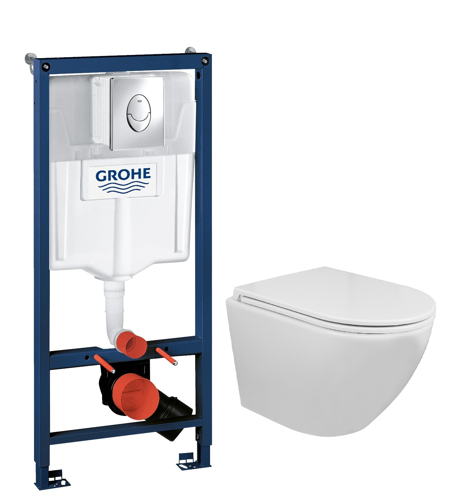 фото Комплект инсталляция grohe 38721001+унитаз azario grado az0046n, сид.м/л+кн.хром, 35-4306