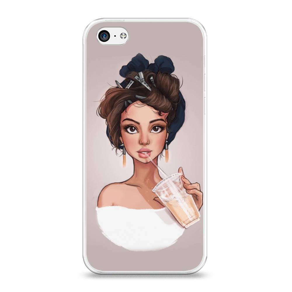 

Чехол на Apple iPhone 5C "Девушка с фраппе", Серый, 10250-6