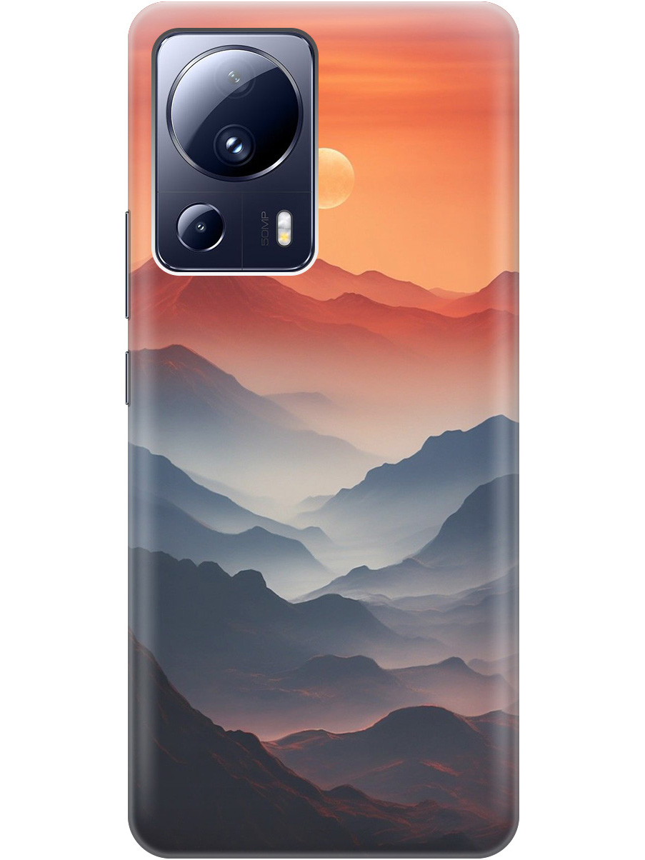 

Силиконовый чехол на Xiaomi 13 Lite с принтом "Луна над горами", Прозрачный;оранжевый;черный, 768741210