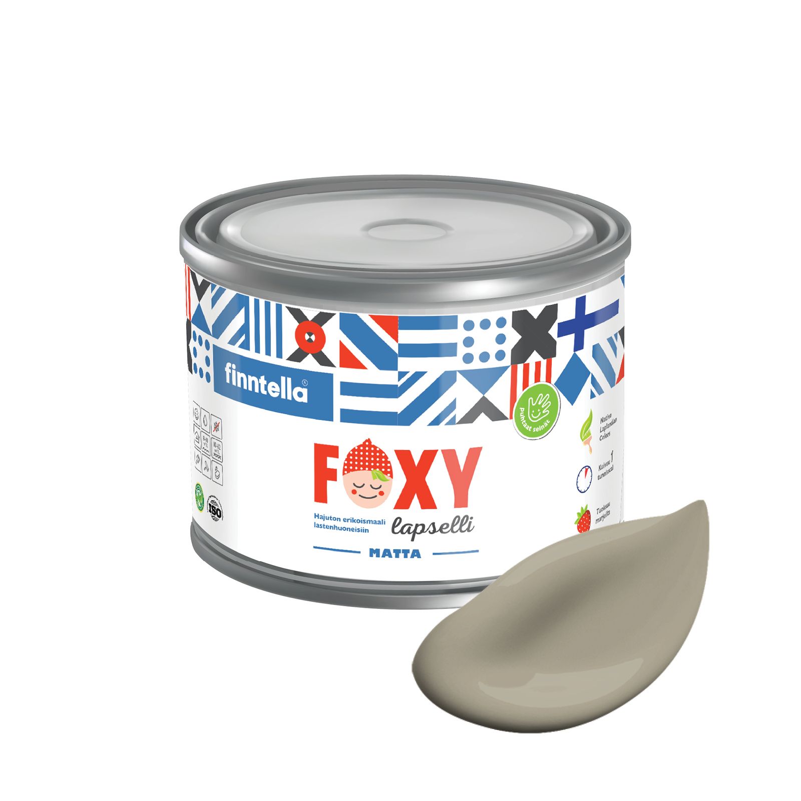 

Краска для детской комнаты FOXY LAPSELLI matte, финская краска, матовая, моющаяся, цвет MA, Серый, для детской комнаты FOXY LAPSELLI matte, финская матовая, моющаяся