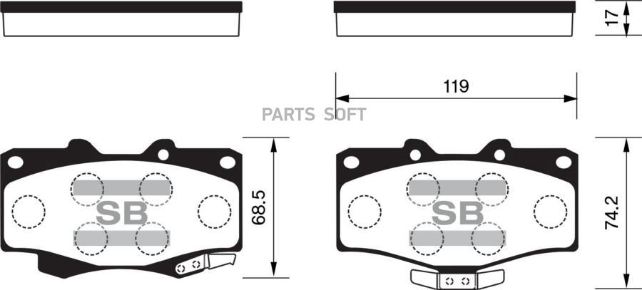 

Колодки дисковые передние \ Toyota Land Cruiser 4.0-4.2TD 90>/4Runner 2.4-3.0TD 87- SP1222, SP1222