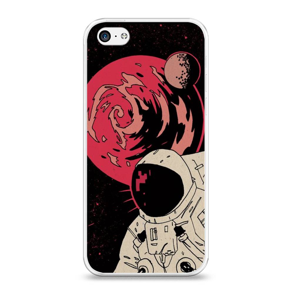 

Чехол на Apple iPhone 5C "Космонавт возле Марса", Черный;красный, 10250-2