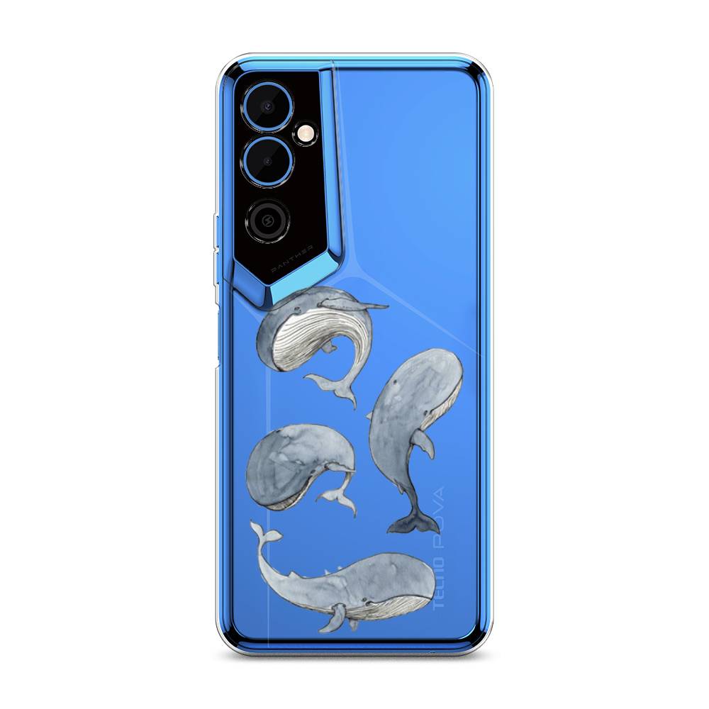 

Чехол Awog на Tecno Pova Neo 2 / Техно Пова Нео 2 "Киты", Белый;прозрачный;голубой