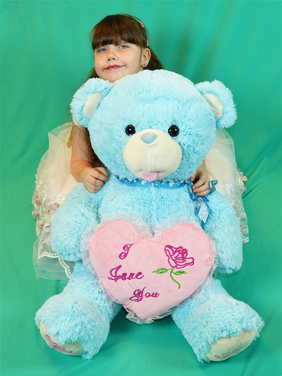 

Мягкая игрушка АКИМБО КИТ Мишка с сердцем 80 см, Голубой, Мишка с сердцем 80 см.