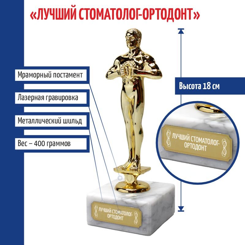 

Статуэтка Фигура Лучший стоматолог-ортодонт 18 см, Золотистый, d108GSF10056-luch-stom-ortod
