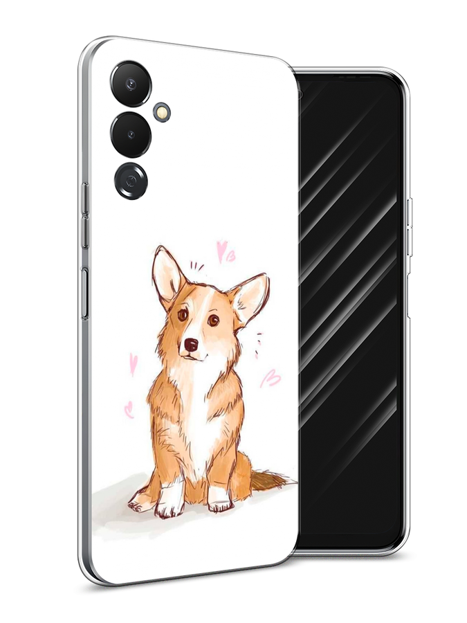 

Чехол Awog на Tecno Pova 4 / Текно Пова 4 "Корги любовь", Бежевый;белый