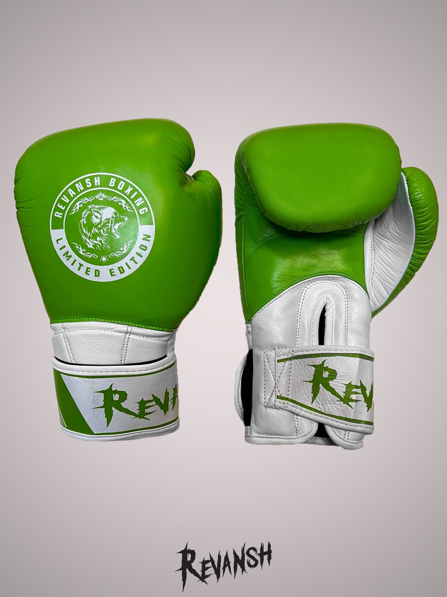Боксерские Перчатки REVANSH PRO TOP GREEN 14 унций из натуральной кожи