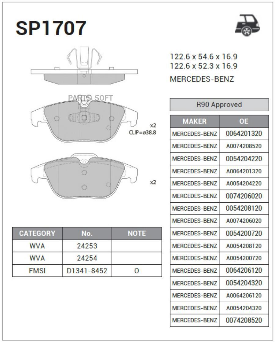 

Колодки дисковые задние \ MB W204 1.8-3.5 07> HI-Q SP1707, SP1707