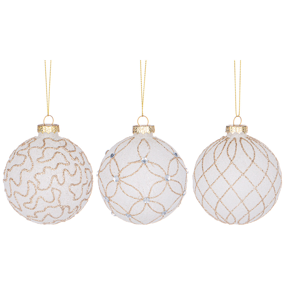 

Набор Шаров Из 3-Х Шт Коллекция Блеск Диаметр 8см, Белый