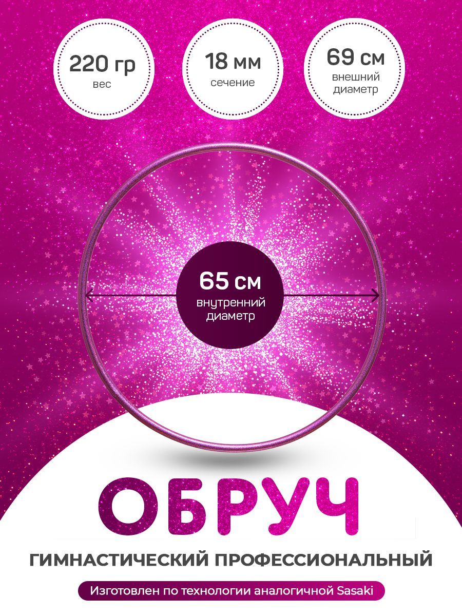 

Обруч розовый для художественной гимнастики в обмотке диаметр 65 см, Харли Квинн