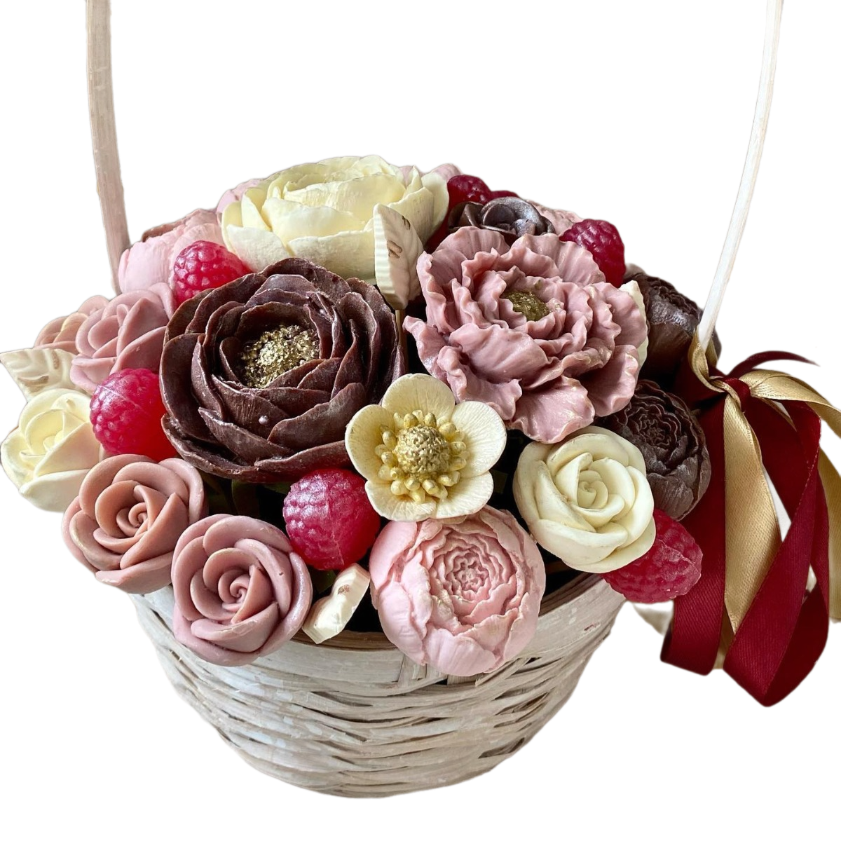 

Шоколадный букет ShokoTrendy шоколадные цветы в корзине, 500 г, Шоколадные цветы в коробке