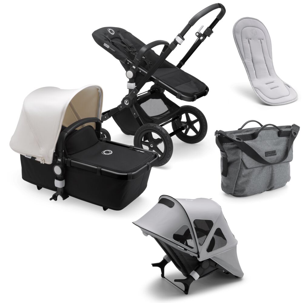 

Коляска 2 в 1 Bugaboo cameleon3 plus black/black/fresh white+летний комплект grey melange, Cameleon3 Plus