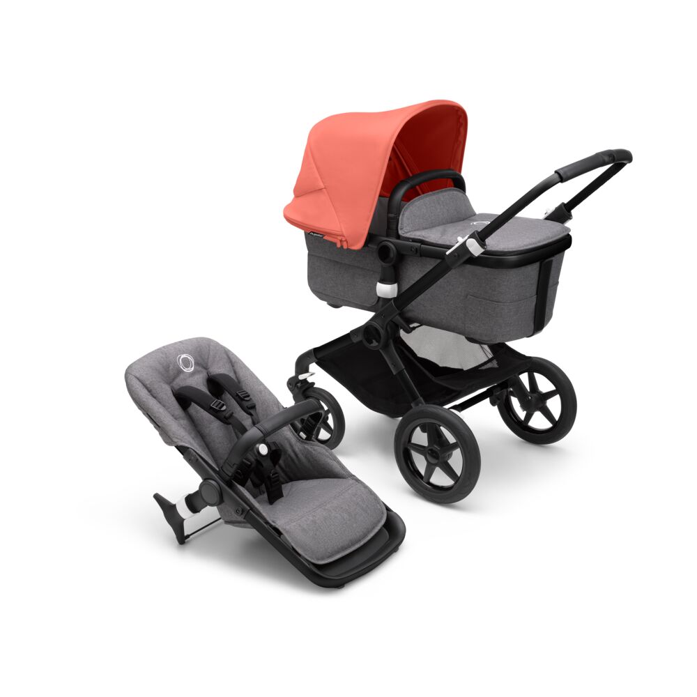 

Коляска 2 в 1 Bugaboo fox3 black/ grey melange/ sunrise red, FOX3