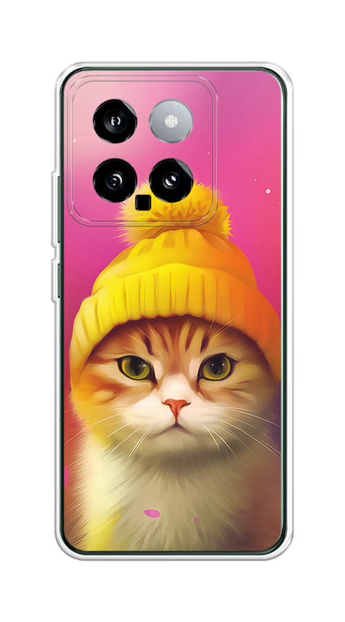 

Чехол на Xiaomi 14 "Котик в шапочке", Розовый;желтый;бежевый, 320350-1