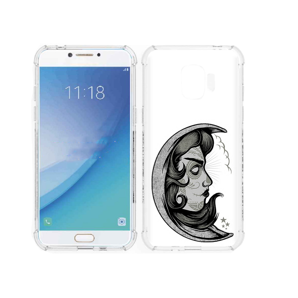 Чехол MyPads Tocco для Samsung Galaxy J2 Pro (2018) черно белая луна с лицом