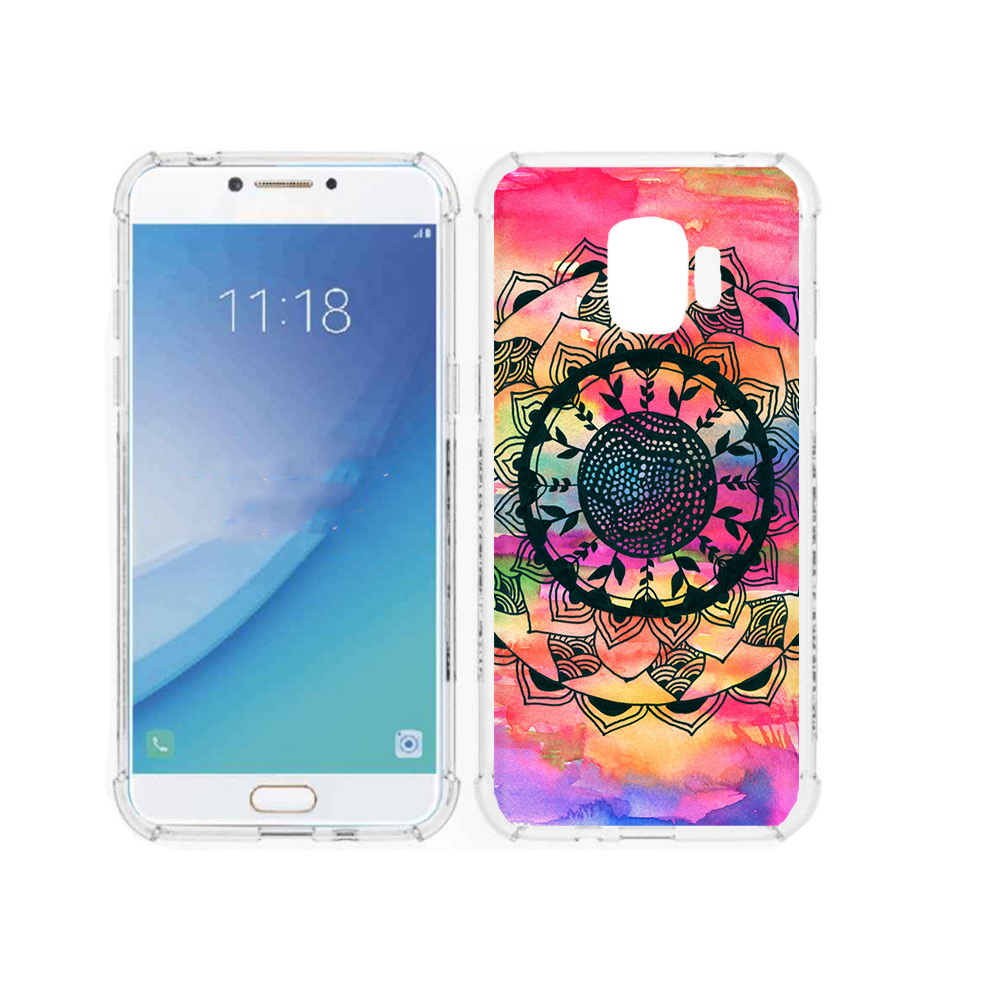 

Чехол MyPads Tocco для Samsung Galaxy J2 Pro (2018) яркая абстракция круглый цветок, Прозрачный, Tocco