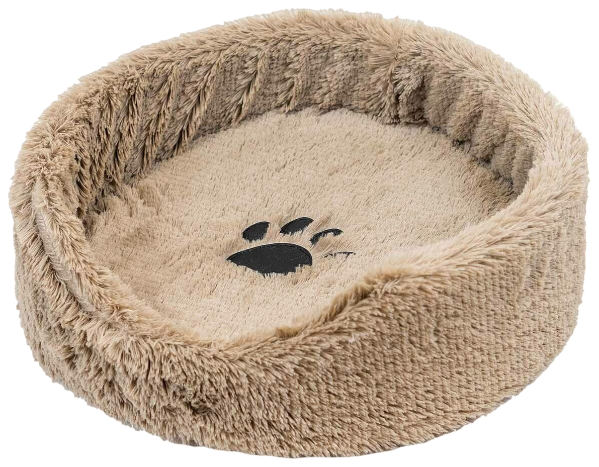 Лежак для животных Zoo-M LISA, круглый, с подушкой, коричневый, 60х60х18 см