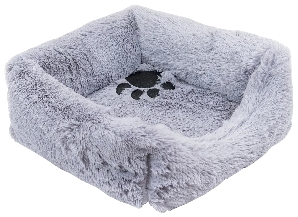 Лежак для животных Zoo-M BELKA, квадратный, пухлый, с подушкой, серый, 35х35х13 см