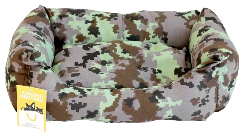 Лежанка для животных Моськи-Авоськи, прямоугольная, с подушкой, камуфляж, 45х33х14 см