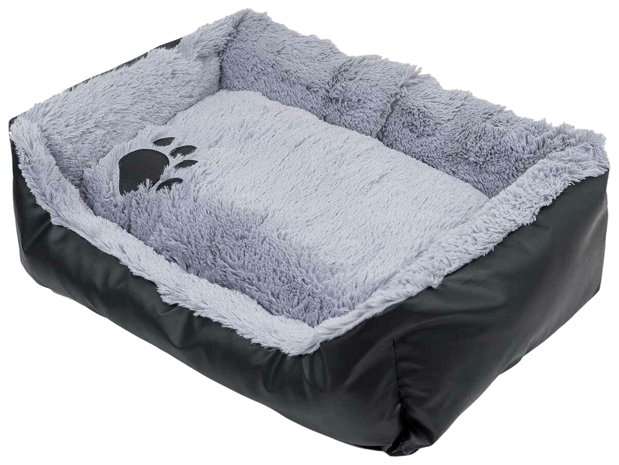 Лежак для животных Zoo-M TIGER, прямоугольный, с подушкой, серый, 72х53х20 см