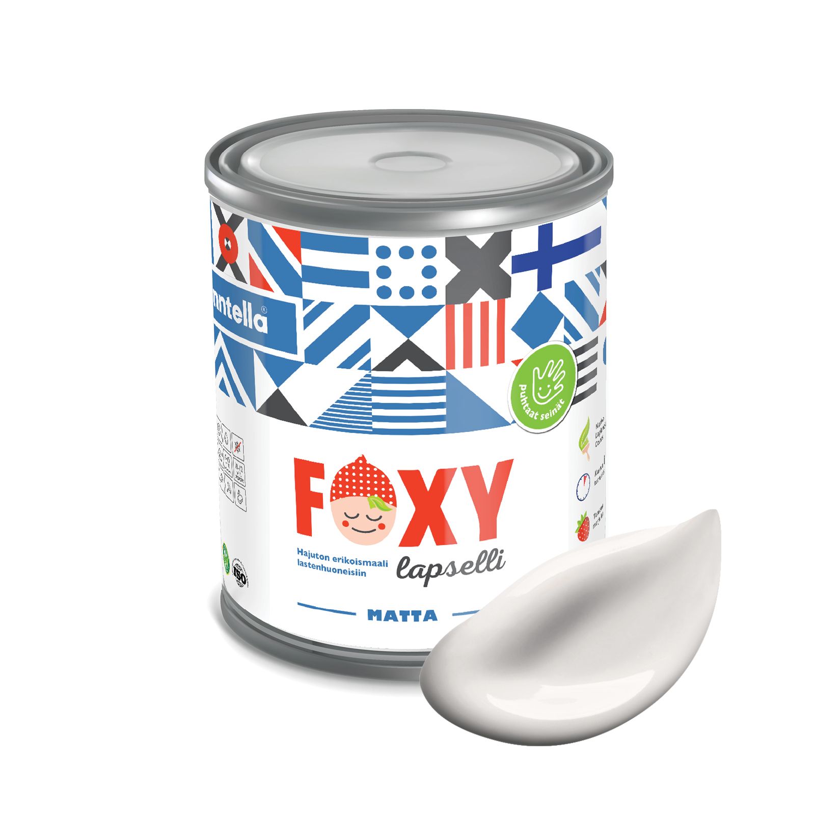 

Краска для детской комнаты FOXY LAPSELLI matte, финская краска, матовая, моющаяся, цвет KI, Белый, для детской комнаты FOXY LAPSELLI matte, финская матовая, моющаяся