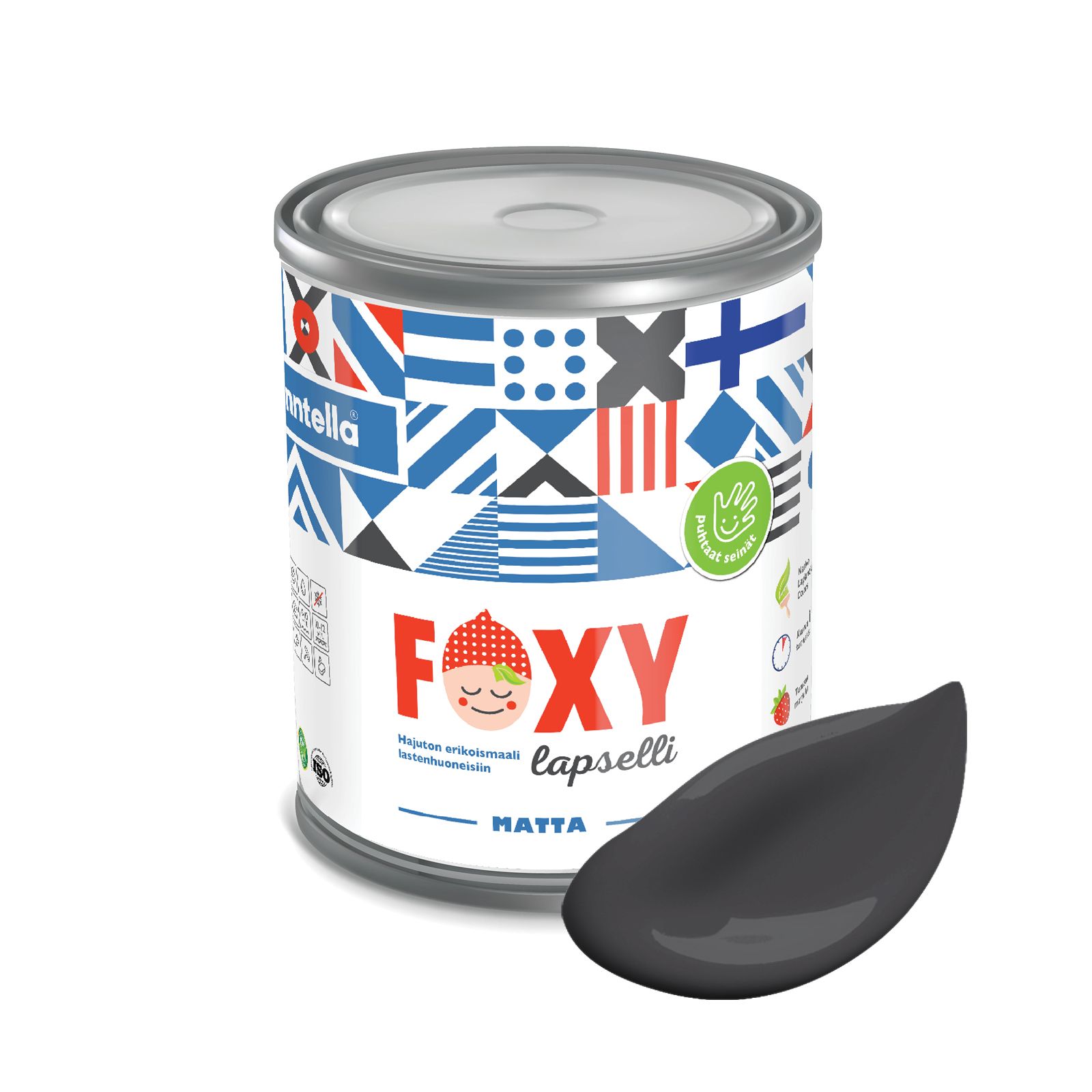 

Краска для детской комнаты FOXY LAPSELLI matte, финская краска, матовая, моющаяся, цвет VE, Серый, для детской комнаты FOXY LAPSELLI matte, финская матовая, моющаяся