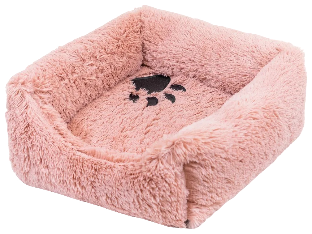 Лежак для животных Zoo-M BELKA, квадратный, пухлый, с подушкой, пыльная роза, 45х45х15 см