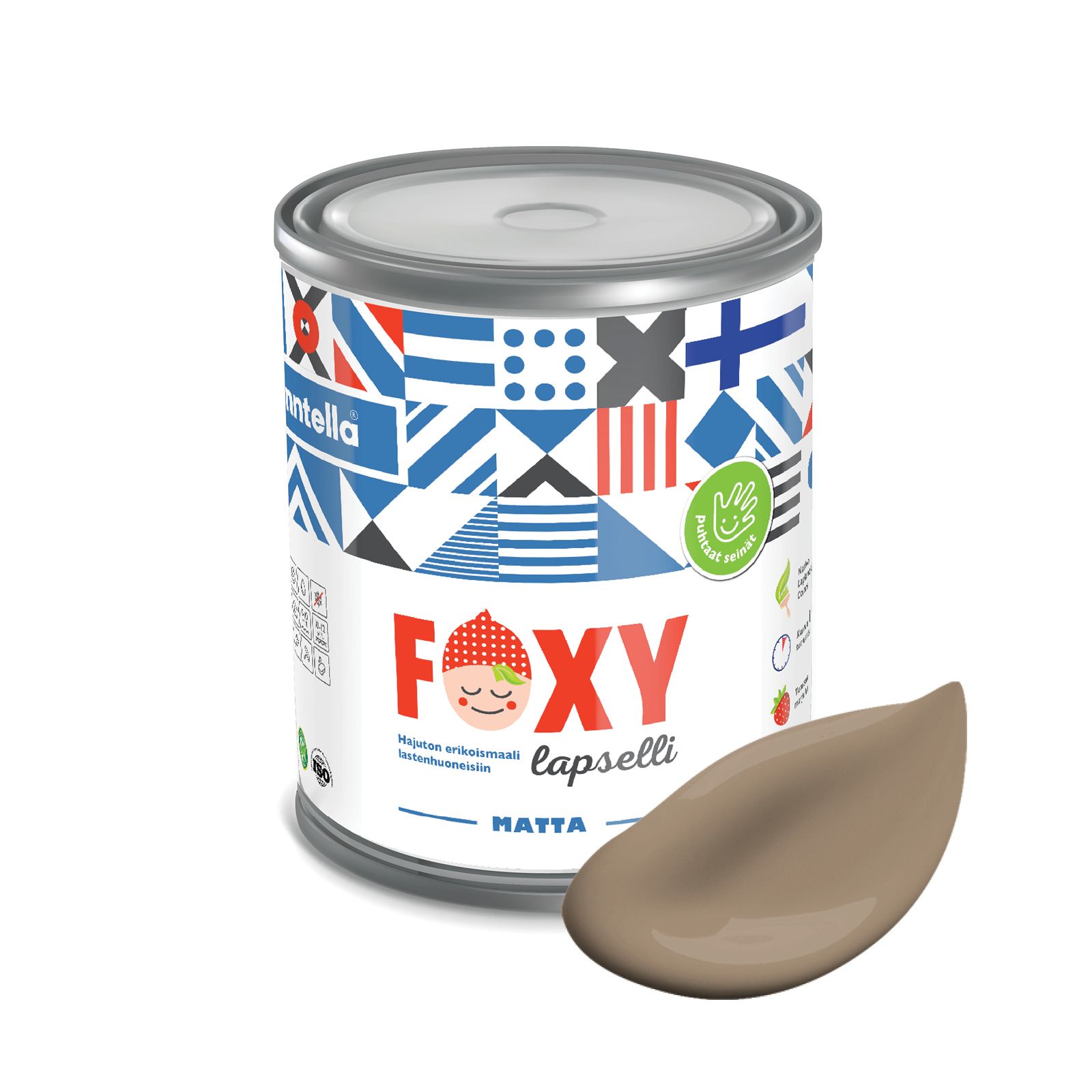 

Краска для детской комнаты FOXY LAPSELLI matte, финская краска, матовая, моющаяся, цвет KY, Коричневый, для детской комнаты FOXY LAPSELLI matte, финская матовая, моющаяся