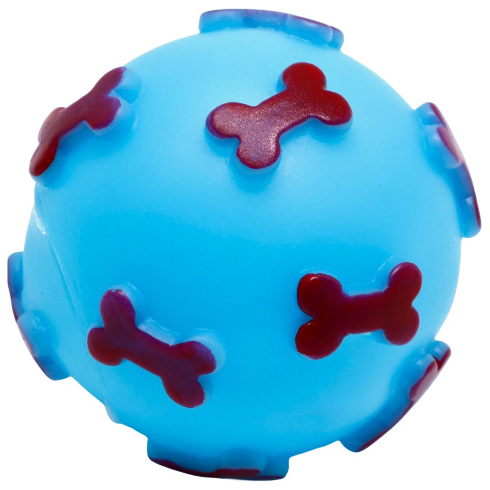 

Игрушка для собак Пижон мяч косточки, пищащая, голубая, 5,5 см