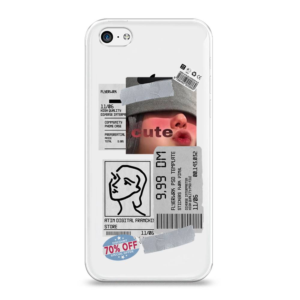 

Чехол на Apple iPhone 5C "Cute girl collage", Розовый;серый;голубой, 10250-6