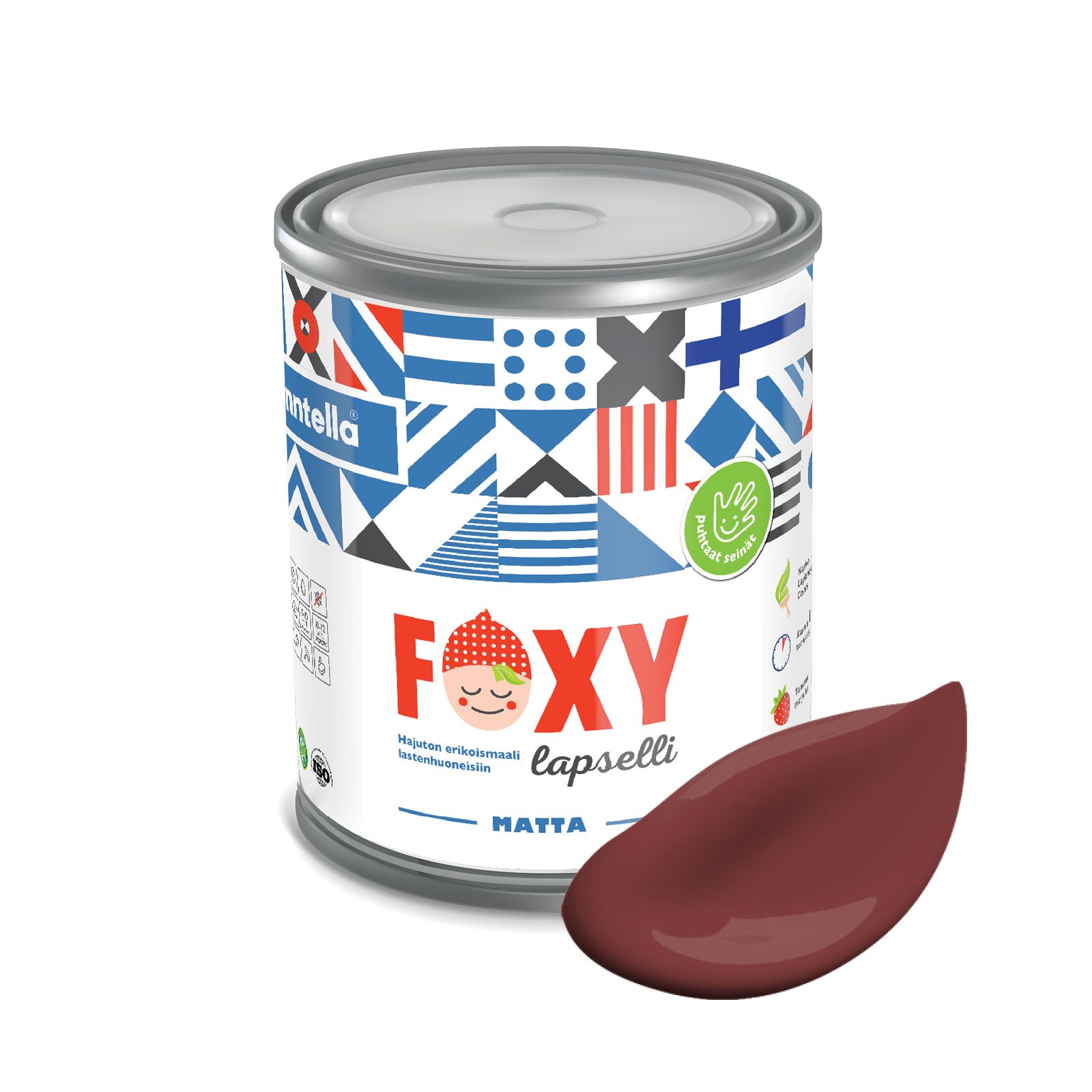 

Краска для детской комнаты FOXY LAPSELLI matte, финская краска, матовая, моющаяся, цвет UN, Коричневый, для детской комнаты FOXY LAPSELLI matte, финская матовая, моющаяся