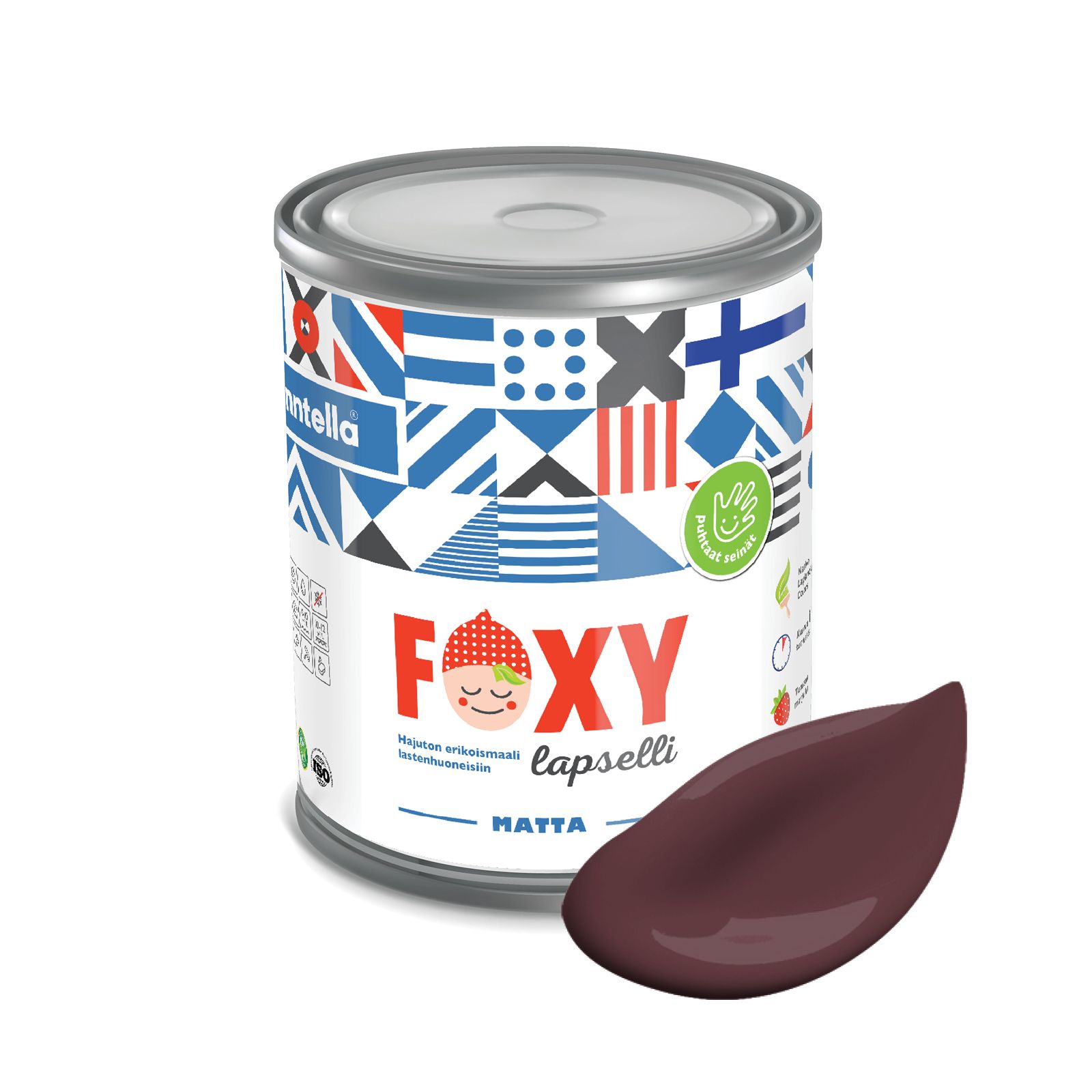 

Краска для детской комнаты FOXY LAPSELLI matte, финская краска, матовая, моющаяся, цвет TE, Красный, для детской комнаты FOXY LAPSELLI matte, финская матовая, моющаяся